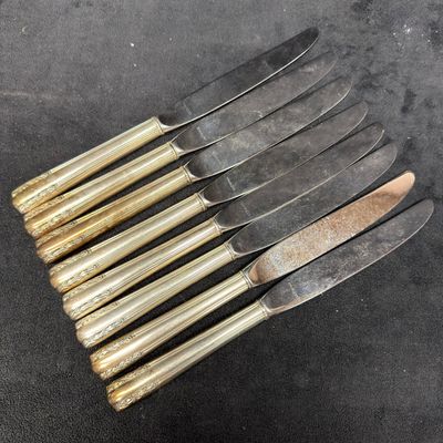 Sale Photo Thumbnail #292: Sterling Handle Stainless Steel Blade Butterknives Set of Eight