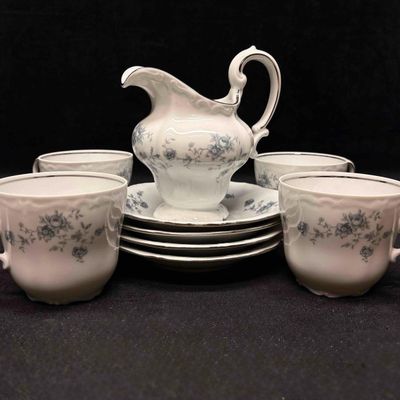 Sale Photo Thumbnail #206: 9pc Vintage Johann Haviland Blue Garland Tea Set