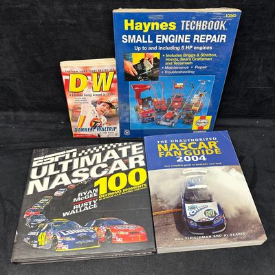 NASCAR Books and Small Engine Repair Manual Lot ESPN Ultimate NASCAR Hardcover