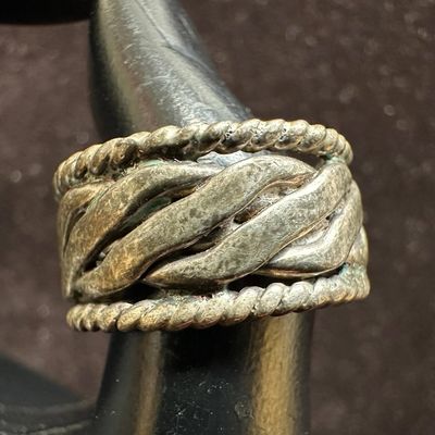 Sale Photo Thumbnail #153: 925 Mexico Twisted Rope Design Sterling Silver Ring Size 9