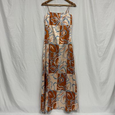 Sale Photo Thumbnail #358: Peppermayo Sleeveless Orange Blue Floral Aster Bloom Maxi Dress Size 4 Small