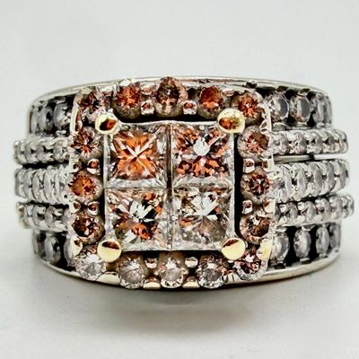 Sale Photo Thumbnail #217: 14K White Gold Princess Cut Quad Diamond Frame Bridal Ring
