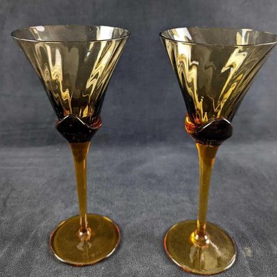 Sale Photo Thumbnail #159: JB 2 Mikasa Amber Crystal Blossom Wine Glasses