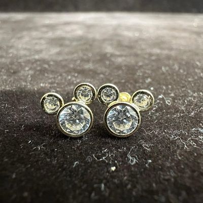 Sale Photo Thumbnail #140: 14K Gold Clear Stone Mickey Mouse Earrings Disney
