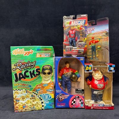 Sale Photo Thumbnail #499: Jeff Gordon NASCAR Figures and Kelloggs Racing Apple Jacks Cereal Box