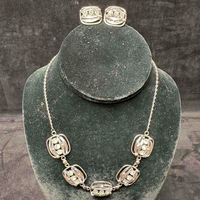 Sorrento Sterling Silver Cubic Zirconia Accent Necklace and Screw Back Earrings Set