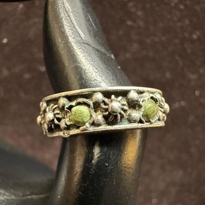 Artisan Southwestern Style Silver Ring Green Turquoise