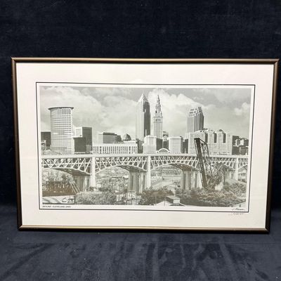 Sale Photo Thumbnail #165: Skyline Cleveland Ohio Black and White Framed Photograph Signed Jim Ptacek