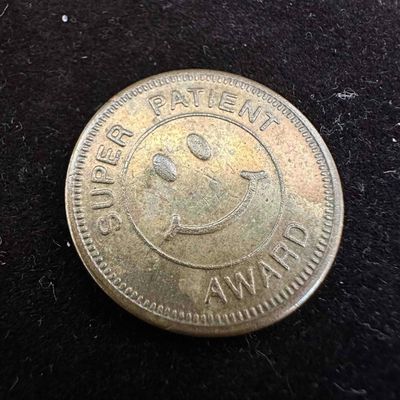 Sale Photo Thumbnail #212: Super Patient Award Smiley Face Smile Medal Token Coin