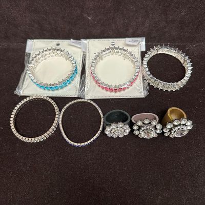 Sale Photo Thumbnail #281: Costume Jewelry Bracelet And Ring Lot Rhinestone Stretch Bracelets
