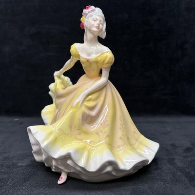 Sale Photo Thumbnail #319: Royal Doulton Ninette HN2379 Porcelain Lady Figurine Yellow Dress