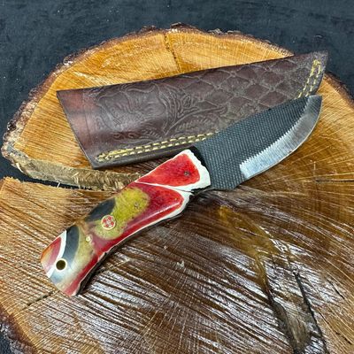 Sale Photo Thumbnail #361: MHS Cutlery Steel Fixed Blade Knife with Brown Leather Sheath P61