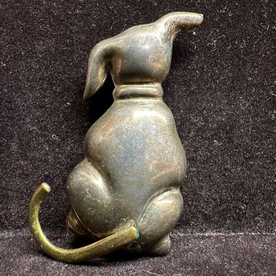 Sale Photo Thumbnail #233: Mexico Laton Sterling Silver Two Tone Native Mexico Puppy Dog Brooch Articulated Tail