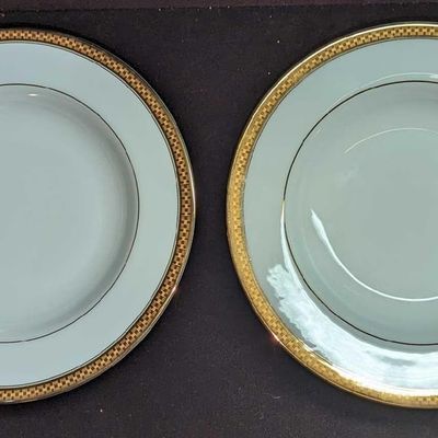 2 Retired Gorham Ridgewood Gold Large Rim Soup Bowl A
