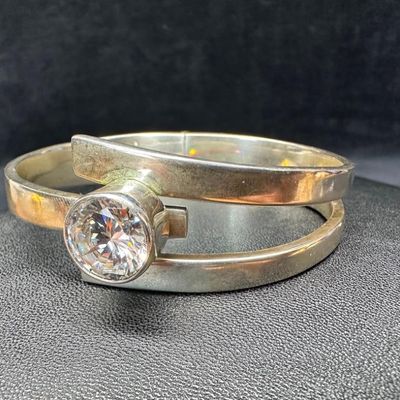 Sterling CZ Hinged Bangle