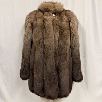 Sale Photo Thumbnail #298: Brown Colored Fox Fur Coat with Statement Front Button