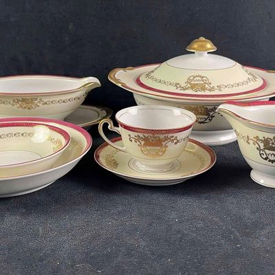 Sale Photo Thumbnail #199: China Set White China with Red and Gold Design