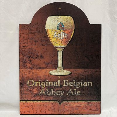 Leffe Belgian Abbey Ale Wooden Bar Sign Beer Ad Plaque
