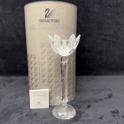 Sale Photo Thumbnail #152: Swarovski Crystal Tulip Candle Holder Water Lily 7600 NR 141 000 Broken Repaired A