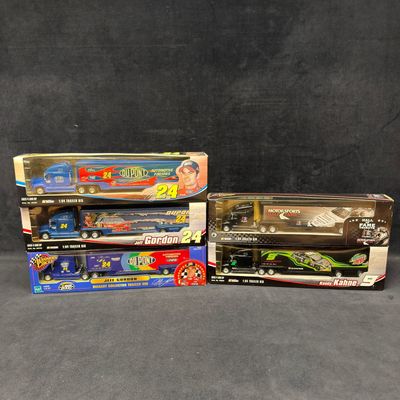 Sale Photo Thumbnail #394: Five NASCAR 1:64 Die-Cast Trailer Transport Rigs Jeff Gordon Earnhardt and Kahne