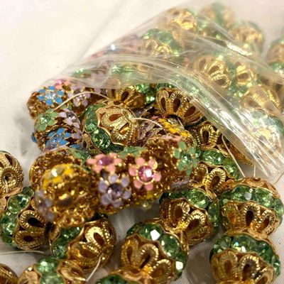 8 Plus Ounces of Colorful Rhinestone Embellished Costume Jewelry Beads