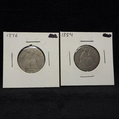 Sale Photo Thumbnail #278: 1854 and 1876 US Silver Quarter Seated Liberty