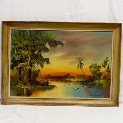 Sale Photo Thumbnail #243: Martha Helen Williams Signed Florida Everglades Landscape Painting