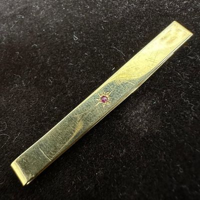 Sale Photo Thumbnail #235: WEH 14K Yellow Gold Tie Bar Clip Sapphire Accent