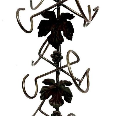 Sale Photo Thumbnail #300: Portable Metal 6 Bottle Wine Stand Grape Leaf & Vine Design