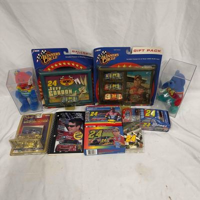 Jeff Gordon NASCAR Collection Various Collectibles Plush Cards Die Cast Cars Lot of 10