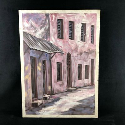Original Oil On Canvas Signed Kitumbo "Stone Town" Zanzibar Painting