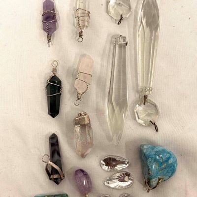 3.7 Ounces of Stone or Crystal Charms, Beads, Broken Costume Jewelry and More