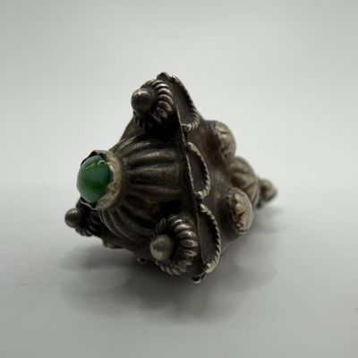 Sale Photo Thumbnail #287: Floral Motif Etruscan Revival Style Filigree Small Silver Charm ER89
