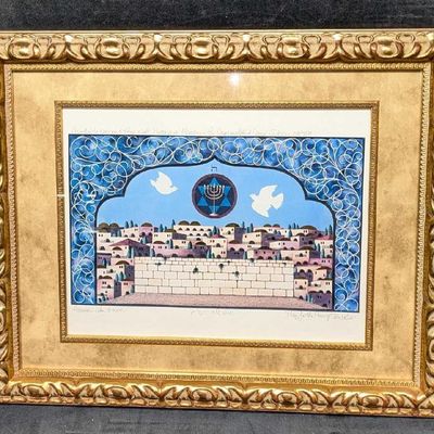 Sale Photo Thumbnail #131: Framed Pray For The Peace Of Jerusalem Embossed Print R72