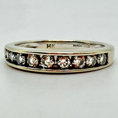 Sale Photo Thumbnail #218: 14K White Gold Diamond Wedding Anniversary Band Ring Magic Glo Nine Diamonds