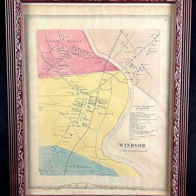 Sale Photo Thumbnail #119: Vintage Framed Map of Windsor, Connecticut