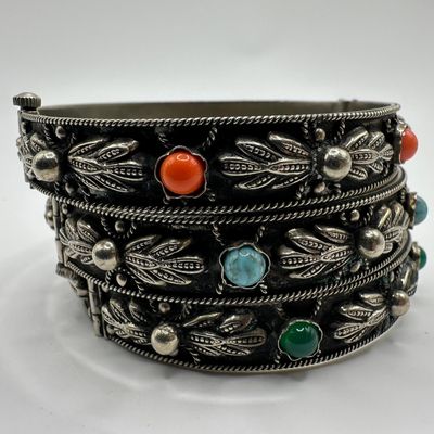 Sale Photo Thumbnail #345: Group of Three Vintage Alp Italy Alpaca Nickel Base Metal Jewelry Cuff Bracelets