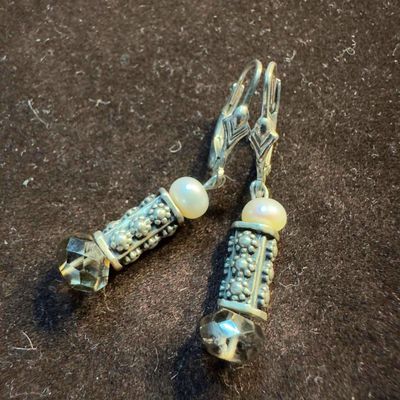 Quarts and Pearl Style Beaded Sterling Earrings SS97