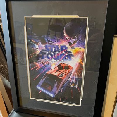 Framed 2011 Disney Parks Star Tours: The Adventures Continue promotional poster.