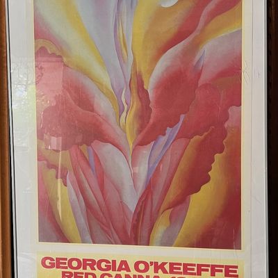 Framed Georgia O'Keefe exhibition poster.