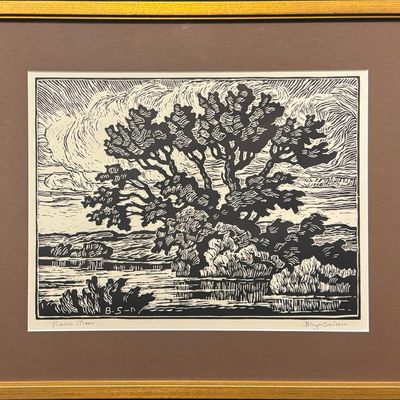 Sandzen, Birger (1871-1954) Prairie Stream, 1939 linoleum cut