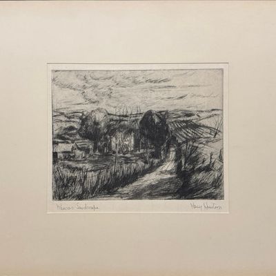 Huntoon, Mary (1896-1970) etching, Kansas Landscape