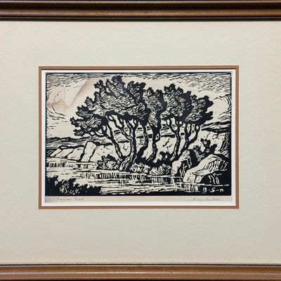 Sandzen, Birger (1871-1954) Kansas Creek, 1936 inoleum cut