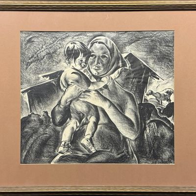 Sale Photo Thumbnail #122: Costigan, John E (1888-1972) Mother-Child, lithograph