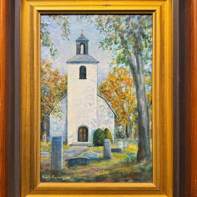 Sale Photo Thumbnail #136: Forsberg, Maleta (1931-2025) Danish Church, 1988 acrylic on canvas board