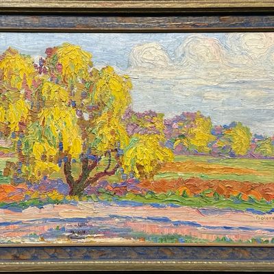 Sale Photo Thumbnail #102: Runbeck, Dolores Gaston (1898-1994) untitled landscape, 1925 oil on board