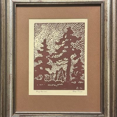 Sale Photo Thumbnail #113: Sandzen, Birger (1871-1954) Old Pines, 1918 nail head wood cut