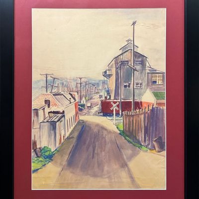 Bradshaw, Anna Mae (1901-2001) untitled railroad crossing, watercolor