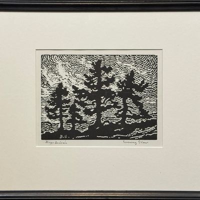 Sale Photo Thumbnail #121: Sandzen, Birger (1871-1954) Evening Glow, 1921 nail head wood cut