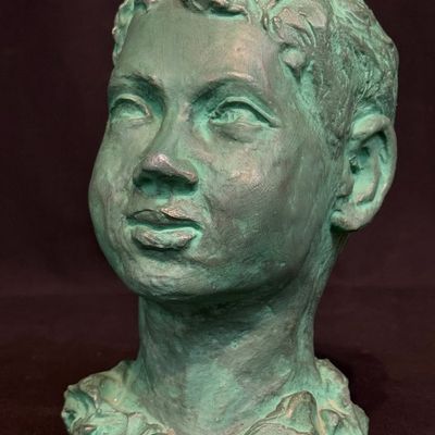 Larson,Signe (1908-1993) untitled bust of a boy, 1968 plaster sculpture